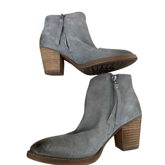 Sam Edelman Studded Leather Ankle Boots Gray Taupe - Picture 7 of 10